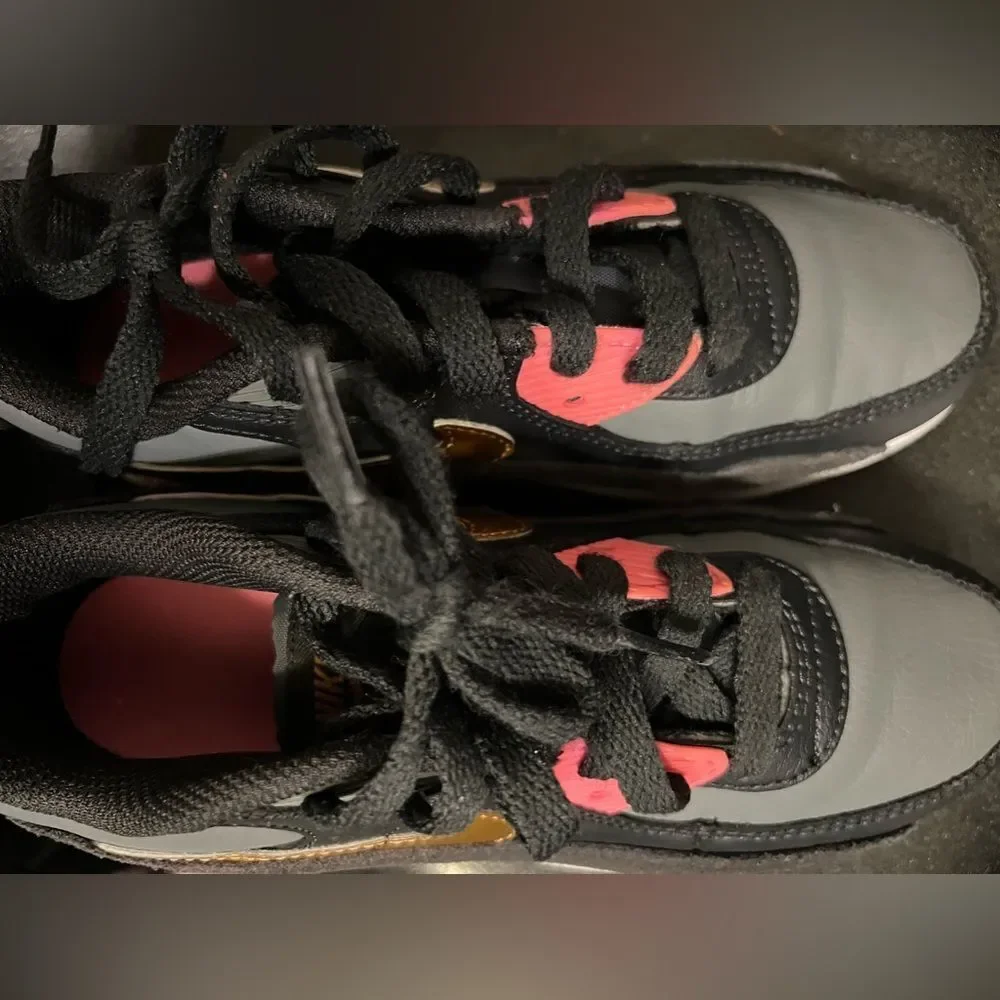 Nike Air Max 90 LTR (GS) Gray Copper Pink Black CD6864-025 Size 2Y